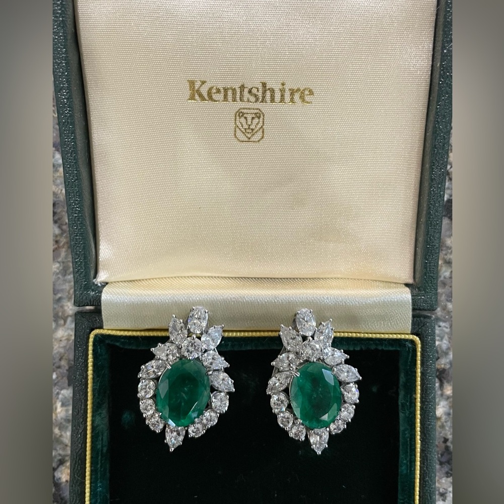 Green and Silver Gemstone Earrings